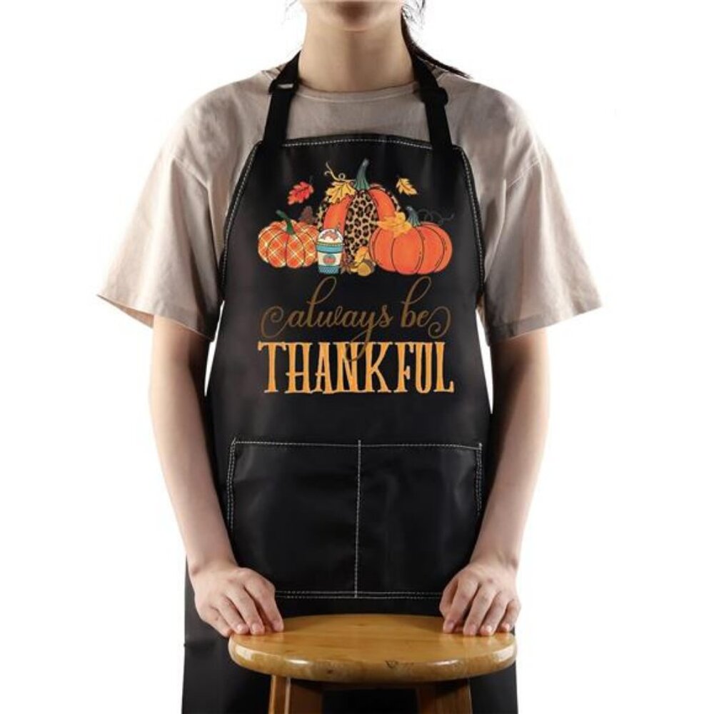 WZMPA Pumpkin Autumn Kitchen Apron Thanksgiving Maple‎ Leaf Gifts Always Be